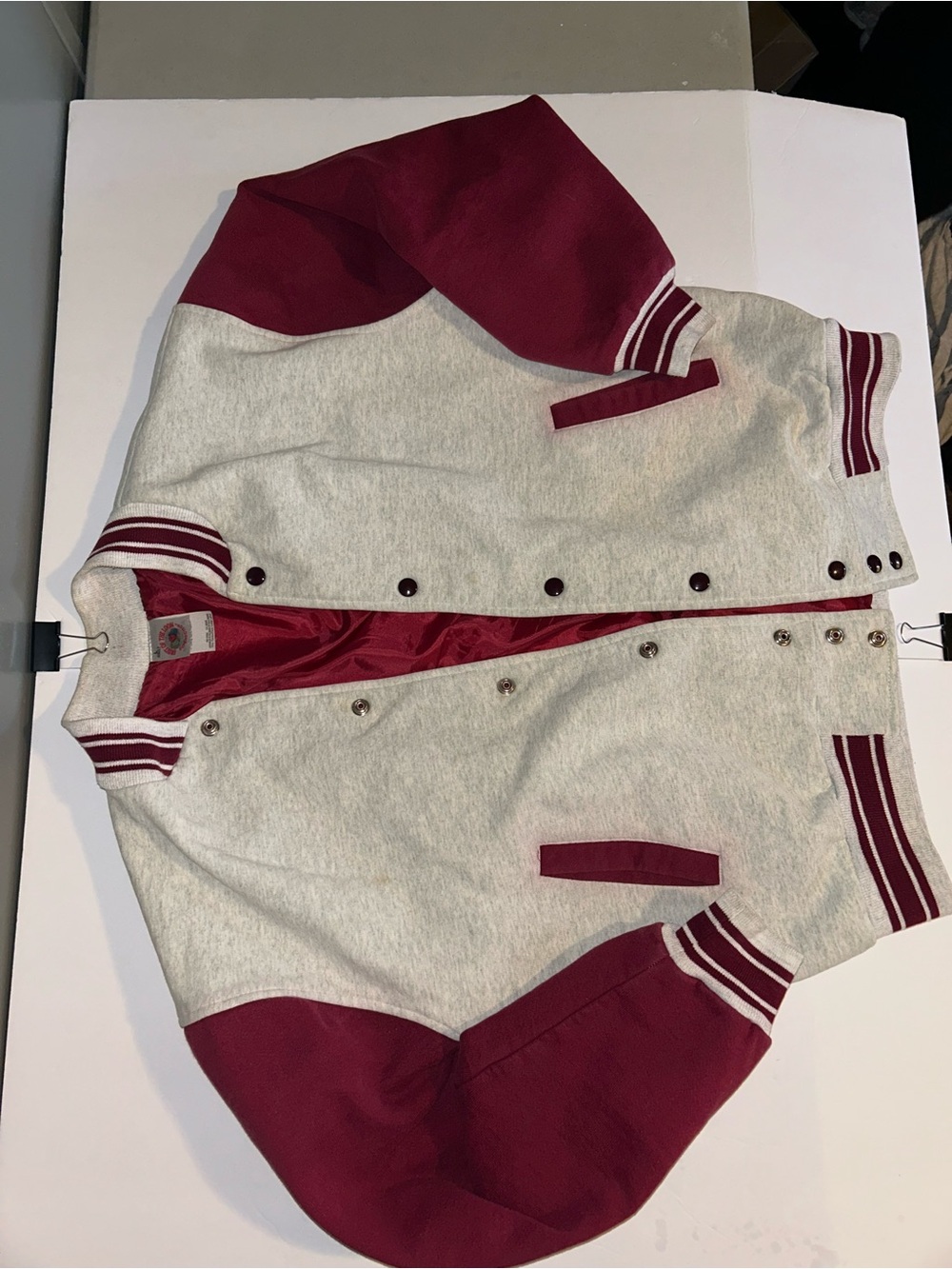 90’s Fruit of the Loom Maroon and Heather Gray Varsity Jacket